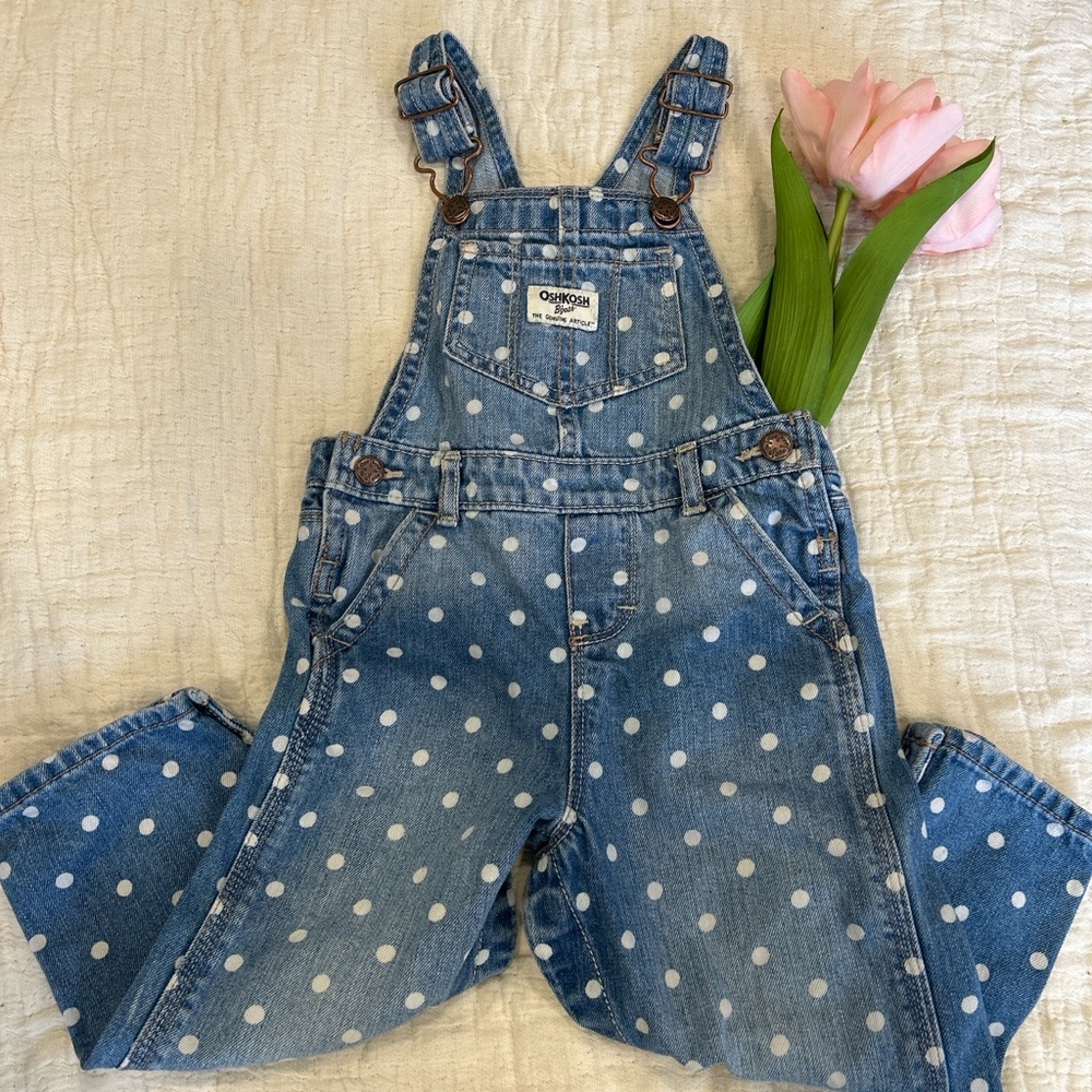 OshKosh B'gosh Denim Polka Dot Overalls